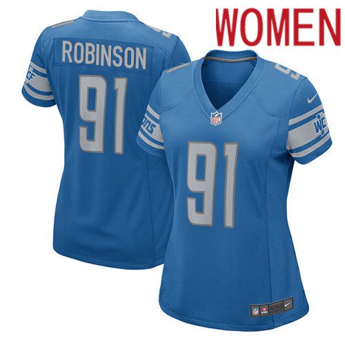 Women Detroit Lions #91 AShawn Robinson Nike Blue Player Game NFL Jersey->women nfl jersey->Women Jersey